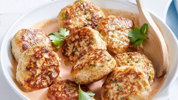 Chicken Diane rissoles using chicken mince.