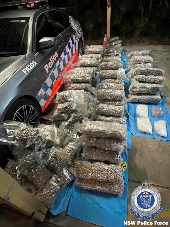 $2 million worth of cannabis, heroin and methylamphetamine was seized during a vehicle stop near Byron Bay on Tuesday, July 6, 2021.