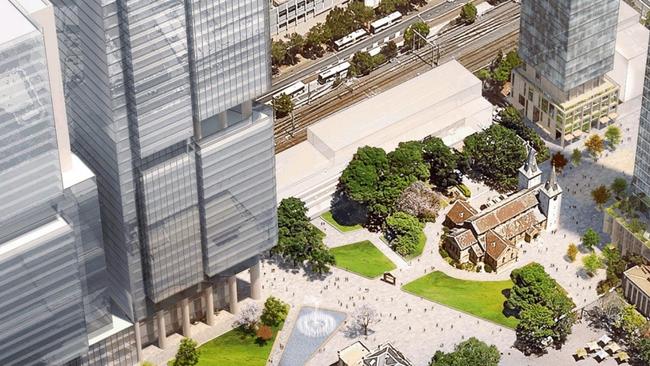 Concept designs for the area around St John's Anglican Cathedral, Parramatta.