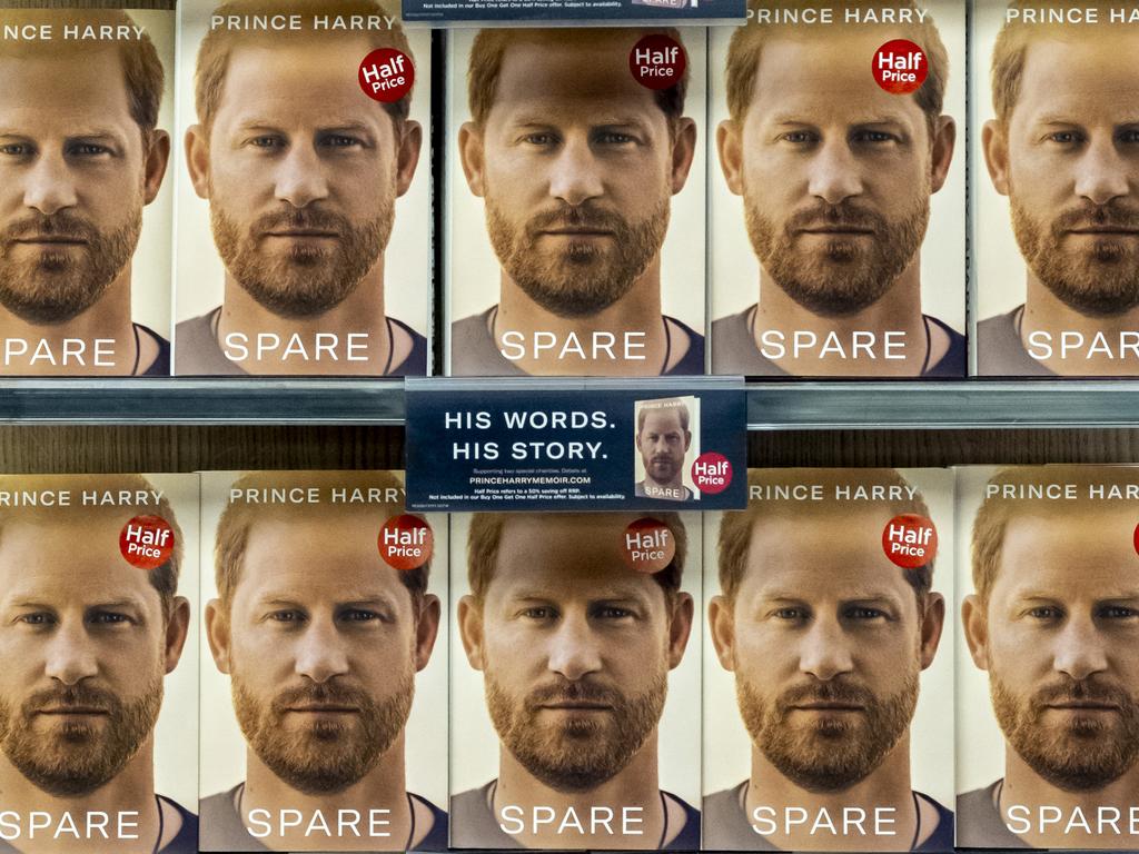 The controversial memoir of Prince Harry’s book, Spare, go on sale in London. Picture: Andrew Aitchison/In pictures via Getty Images