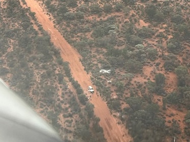 Eight Missing Travellers Rescued - Goldfields-Esperance Region. A group of eight travellers have been rescued in the outback after becoming stranded in their vehicle. The group were spotted by a private air charter service after being reported missing. Picture: WA Police.