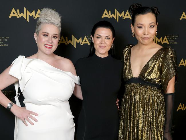 L to R, Katie Noonan, Vanessa Amorosi, Dami Im, Australian Women in Music Awards, at The Tivoli, Fortitude Valley, on 27 September 2023 - Photo Steve Pohlner