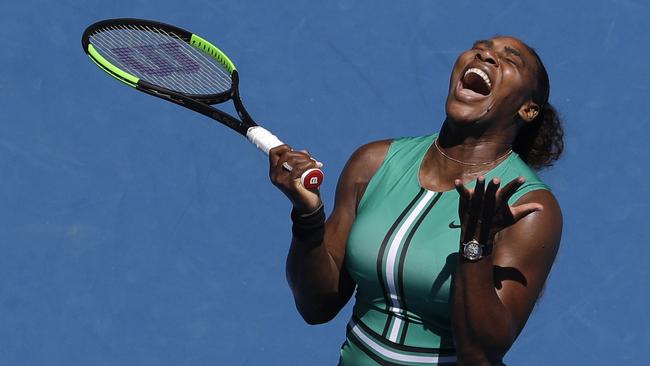 Serena Williams lost the first set of her quarter-final against Karolina Pliskova. Picture: AP