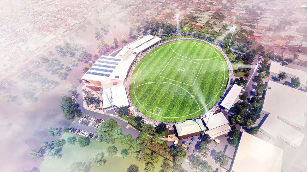 The Adelaide Football Club’s dream of relocating to Thebarton Oval has hit a further two month delay. Picture: City Collective