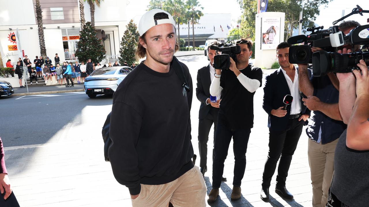 Nicho Hynes arriving at the NSW camp in Homebush. Picture: Rohan Kelly