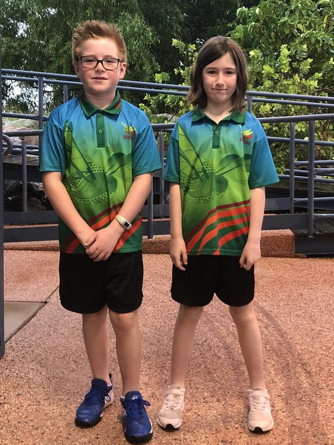 Brayden and Madison McLay’s first day at Ludmilla Primary School after moving to Darwin in January 2021