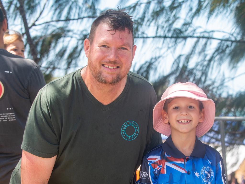Andrew Burns and Ethan Wells at Motorcycle Beach Races at Grasstree Beach Sunday 27 August 2023 Picture: Michaela Harlow