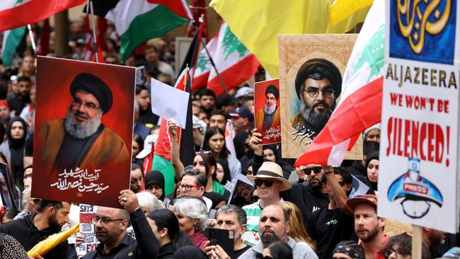 A large crowd of protesters gather at Town Hall in Sydney. Picture: NewsWire / Damian Shaw