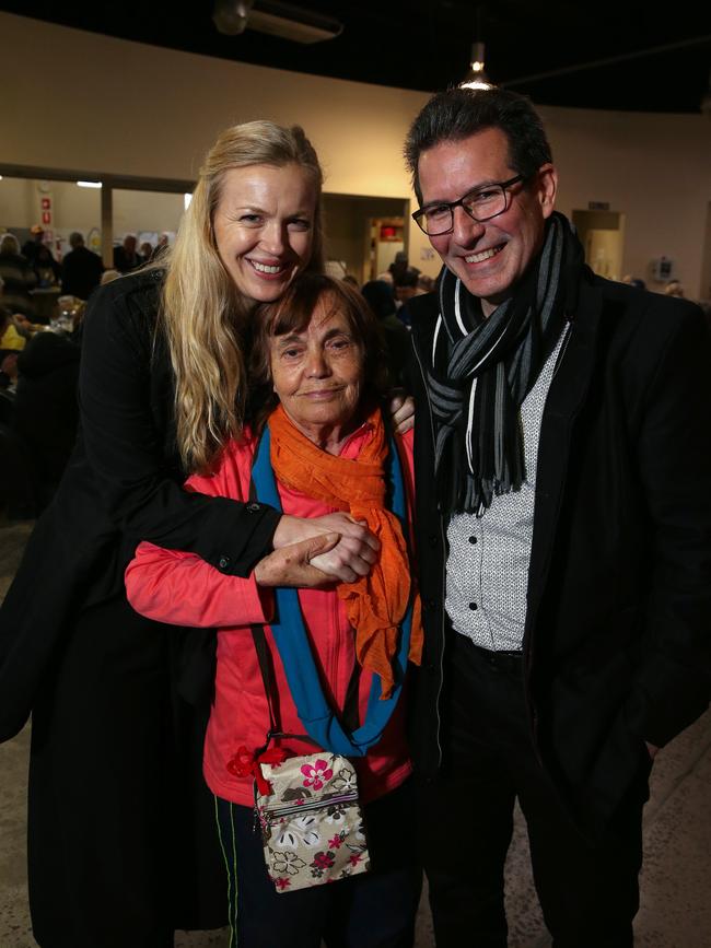 Careworks Team Leader David Toscano, manager Tamsin Magnay and 85-year-old Pina, who travels an hour every day to get to there. Picture: George Salpigtidis