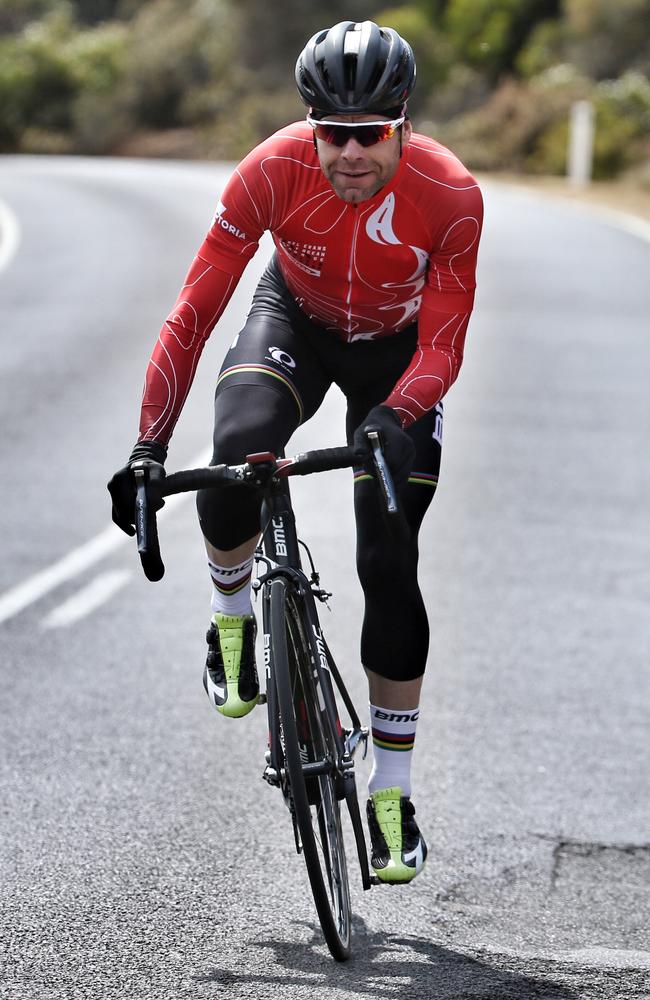 Cadel is still unstoppable on the bike, as Herald Sun journo Sam Edmund found out. Picture: Michael Klein