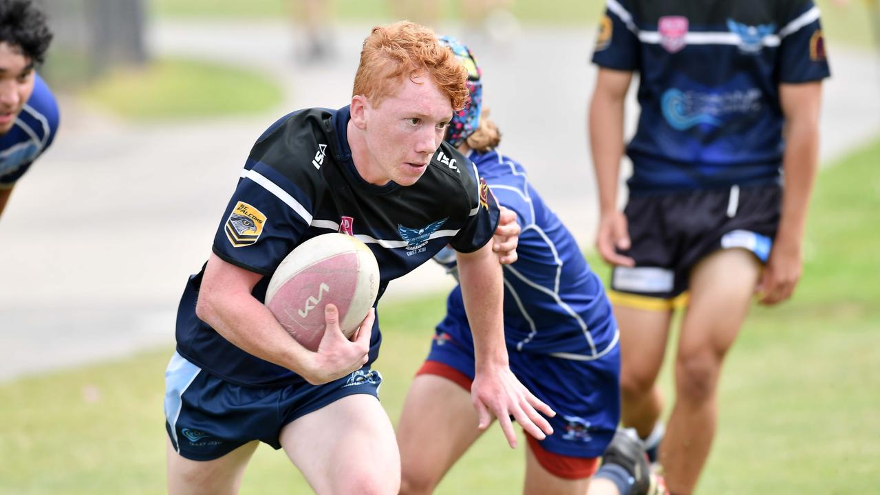 RUGBY LEAGUE: Justin Hodges and Chris Flannery 9s Gala Day. Grand final, Caloundra State High School V Redcliffe State High, year 12. Caloundra's Trey Loomes. Picture: Patrick Woods.