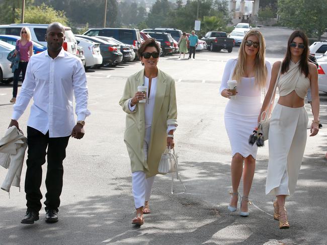 It’s all white: The Kardashians show up for the morning service in less-than-traditional church attire. Picture: Splash