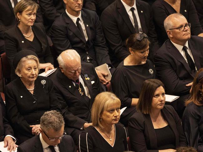 CANBERRA, AUSTRALIA - NewsWire Photos SEPTEMBER 22, 2022: Former Prime Ministers, Paul Keating, John Howard and Scott Morrison.Prime Minister Anthony Albanese with the Opposition Leader Peter Dutton and the Governor-General David Hurley, attended the national memorial service to celebrate the life of Her Majesty The Queen, Elizabeth II in the Great Hall at Australian Parliament House, in Canberra. Melissa Doyle was the MC for the event. Anthony Callea performed Ã¢â¬ÅYou Will Never Walk AloneÃ¢â¬Â; while the Australian Girls Choir sang God Save the King.Picture: NCA NewsWire / Gary Ramage