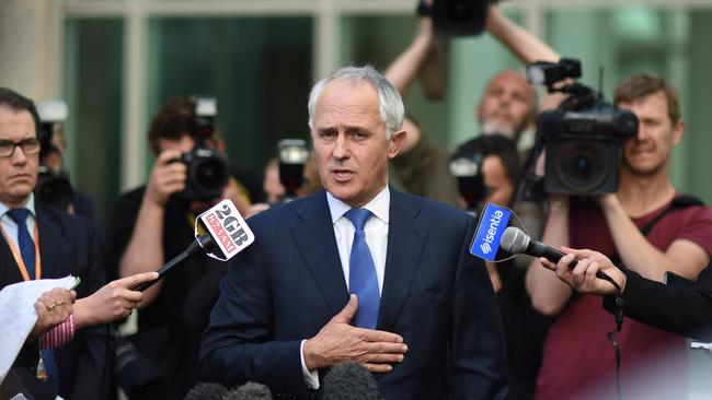 Malcolm Turnbull speaks to media ahead of his leadership challenge in 2015. Picture: AAP