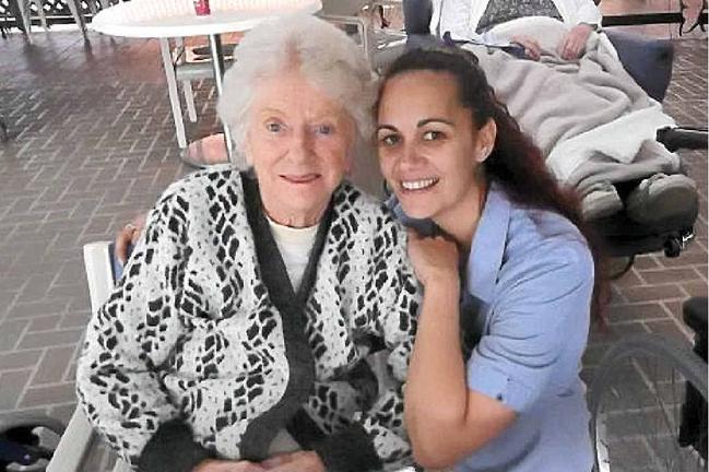 DREAM JOB: Sherrie-Lee Rediger with Grafton aged care home resident Merle McGuire. PHOTO: CONTRIBUTED