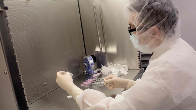 A lab technician during a dry run at Mount Sinai Hospital in New York ahead of its expected Pfizer COVID-19 vaccine shipment this weekend. Picture: Mount Sinai Health System/AFP