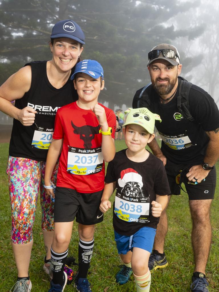 Peak2Park regulars (from left) Skye, Aiden, Levi and Adam Turner at the 2022 event, Sunday, April 3, 2022. Picture: Kevin Farmer