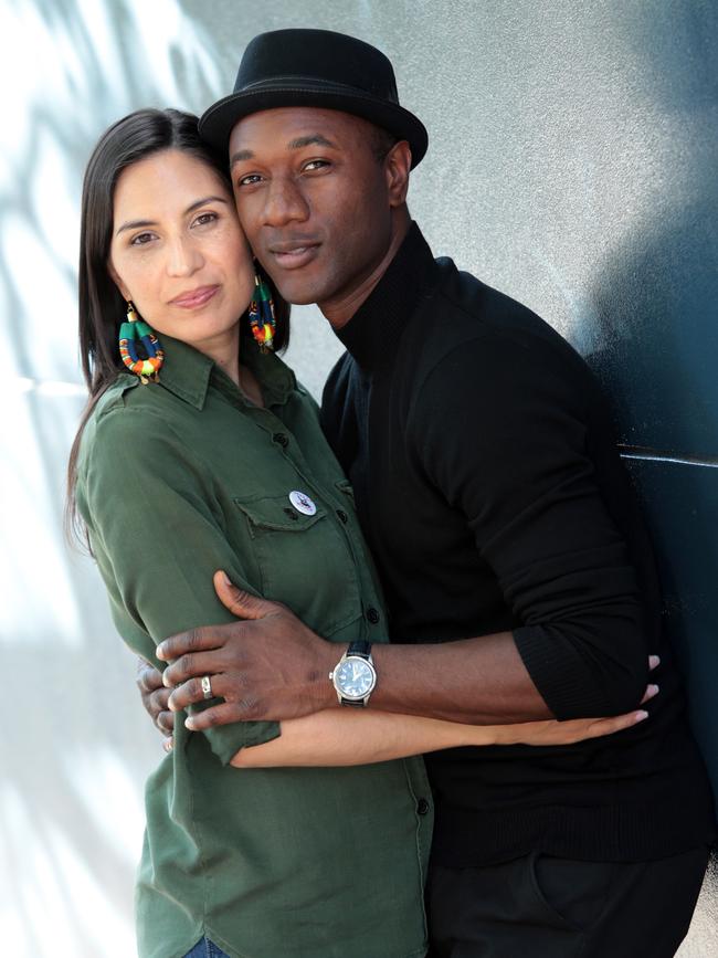 Blacc and his Mexican-born Australian wife Maya Jupiter. Picture: John Fotiadis