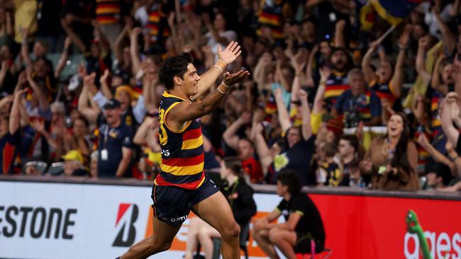 Shane McAdam booted two goal against the Suns on Friday night. Picture: James Elsby/AFL Photos