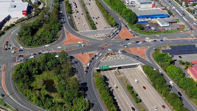 Exit 57 at Oxenford is notorious as one of the worst on the M1. Picture: Dept of Transport and Main Roads.