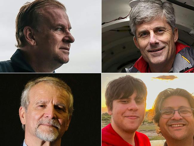 Titan submersible passengers: Hamish Harding, Stockton Rush, Paul-Henri Nargeolet, and Suleman Dawood and his father Shahzada Dawood. Picture: AFP