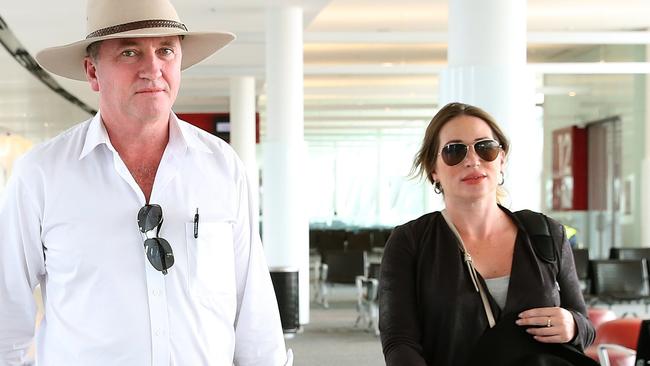 Barnaby Joyce and Vikki Campion at Canberra airport. Picture: Kym Smith.