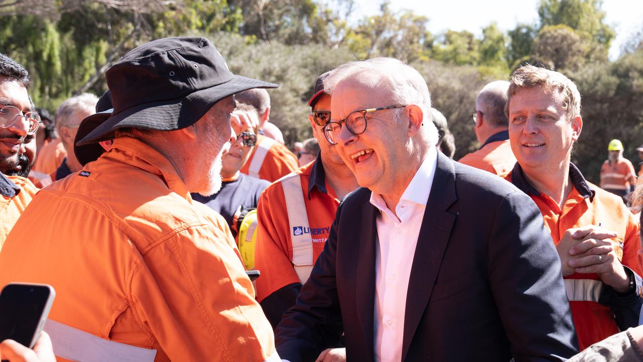 Prime Minister Anthony Albanese talking to workers at the steelworks recently.