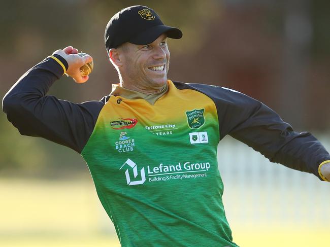 David Warner at a Randwick-Petersham training session in 2018. Picture: Cameron Spencer/Getty Images