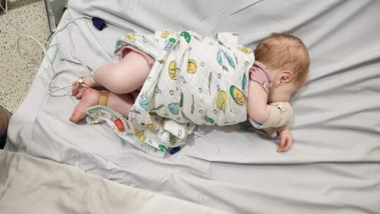 Sara and Nathan have been by their daughter’s bedside every day since they arrived in Melbourne.