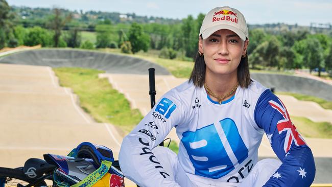 Saya Sakakibara poses for a portrait at Macarthur BMX Track in Camden, Australia on November 8, 2023. // Brett Hemmings / Red Bull Content Pool // SI202311230012 // Usage for editorial use only //