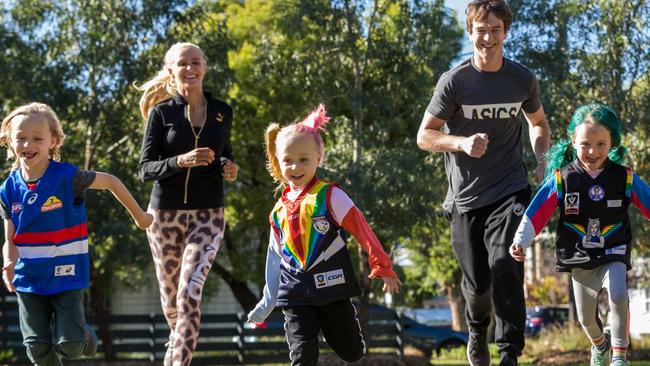 Liam and Annie with their three children Malachy, Delphi and Cheska. Picture: Hamish Blair