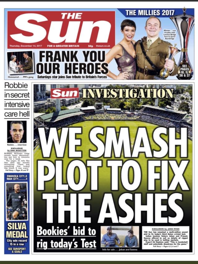 The Sun reports the ‘plot’ on its front page yesterday.