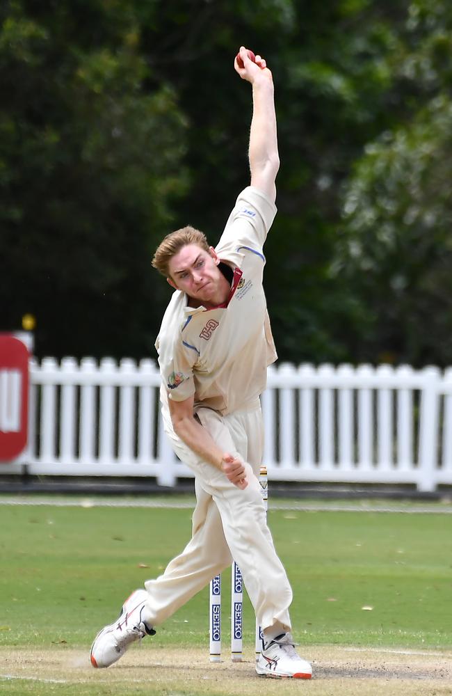 Uni bowler Matt Wilkins University Vs Valley Saturday December 3, 2022. Picture, John Gass