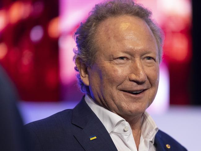 Fortescue Executive Chairman Dr Andrew Forrest is seen during the Fortescue Metals Annual General Meeting in Perth, Tuesday, November 22, 2022. (AAP Image/Matt Jelonek) NO ARCHIVING