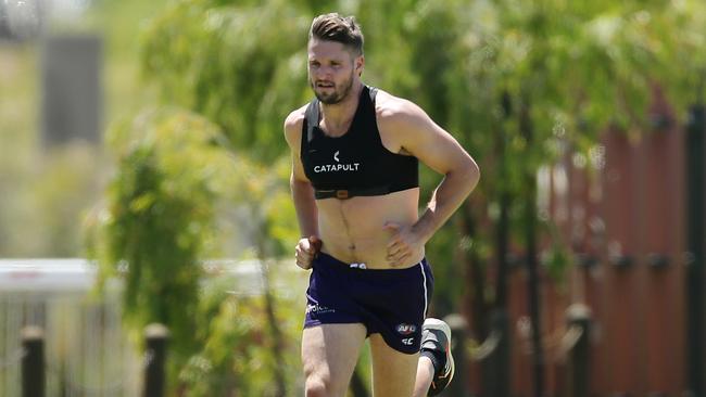 Hogan at training last month. Picture: Getty Images