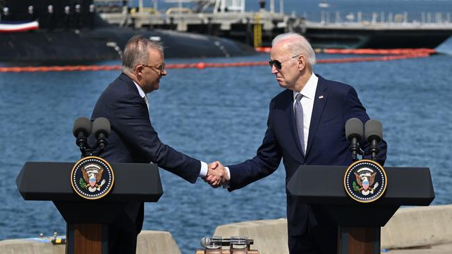 US President Joe Biden and Anthony Albanese in San Diego in March. Picture: Getty Images