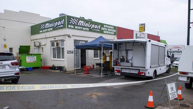 Police investigated and dismantled the clan lab at an abandoned workshop on South Road, Clovelly Park. Picture Mark Brake