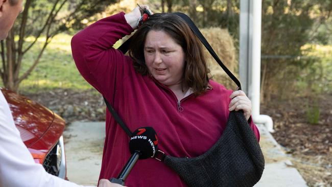 Erin Patterson arriving at her Leongatha home after three people died eating Death Cap mushrooms from a meal she had cooked. Picture: Jason Edwards