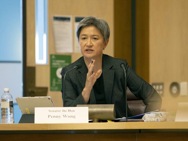 Penny Wong questions Mathias Cormann during Senate Estimates. Picture: Gary Ramage