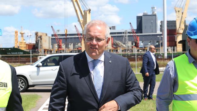 Prime Minister Scott Morrison toured The Port of Newcastle in March. Picture: NCA NewsWire/Peter Lorimer