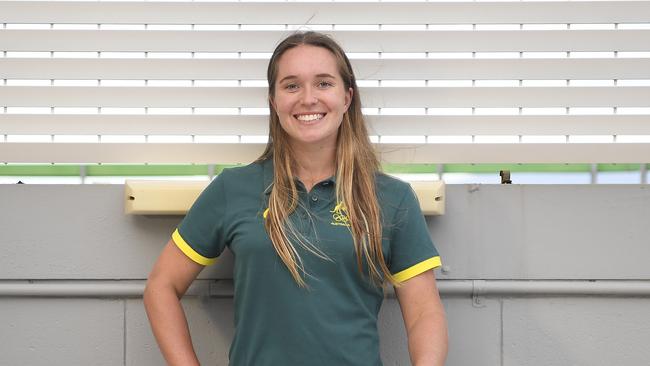 Tia Hinds all smiles when she was confirmed on the Australian women’s Rugby Sevens team.