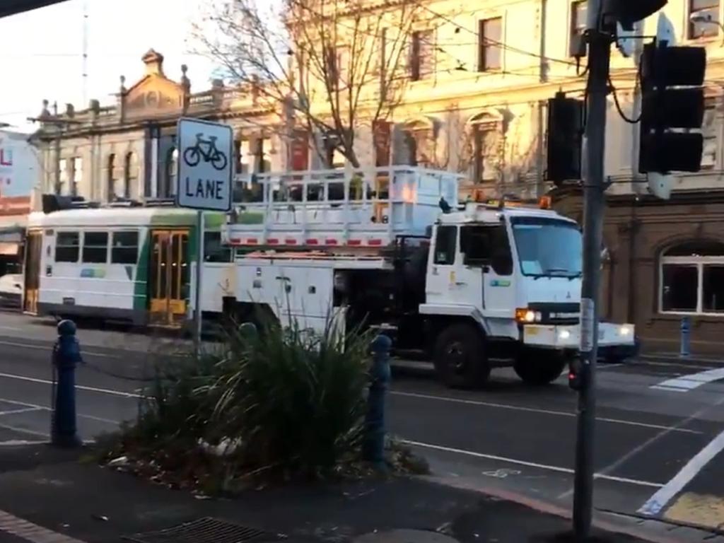 Tram lines down on Racecourse Rd. Picture: Scott Hudson (Twitter)