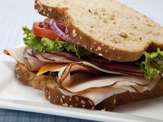 A simple salad and turkey sandwich on wholemeal bread is a good option for lunch. The fibre adds bulk to your meals and will help keep you full.