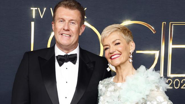 DAILY TELEGRAPH AUGUST 18, 2024. Peter Overton and Jessica Rowe on the Tv Week Logie Awards red carpet. Picture: Jonathan Ng