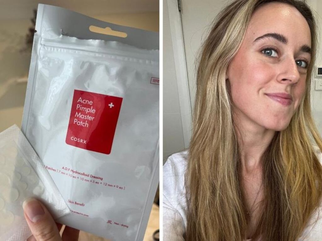 The COSRX Acne Pimple Master Patch is super discreet on my chin. Picture: Supplied/Jessica Smith