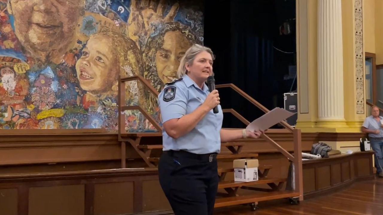 Superintendent Anne Vogler speaks to the crowd at Maryborough Town Hall. Picture: Phillip Fynes-Clinton