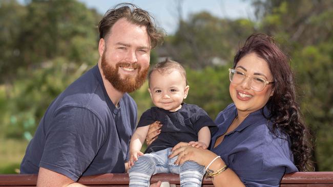 Jessica Nicolaci and partner Jacob Trimboli with their son Jax Trimboli. Picture: Tony Gough