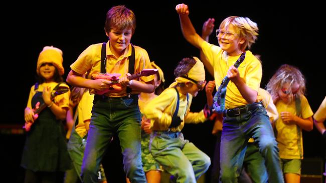 Anglesea Primary School students performing at the Geelong Schools Music and Movement Festival. Picture: Alison Wynd