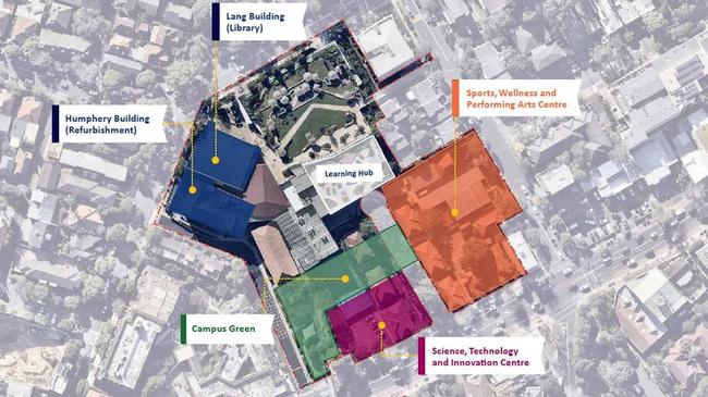 The school’s masterplan, outlining the closure of Monford Place.