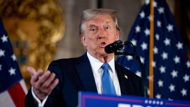 US president-elect Donald Trump speaks at a news conference at his Mar-a-Lago resort in Palm Beach, Florida, on Monday Picture: Getty Images via AFP